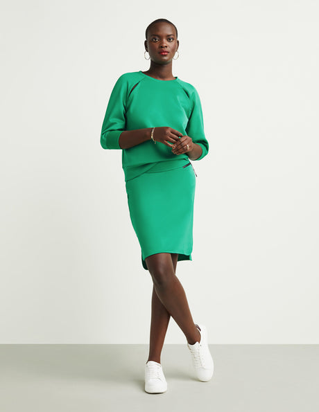 Zip-Back Banded-Waist Skirt