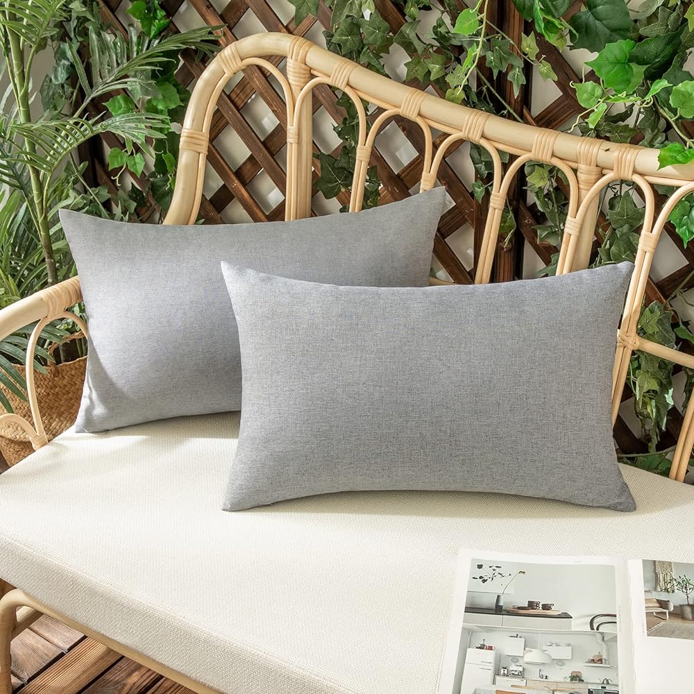 Set of 2 Solid Color Outdoor Waterproof Throw Pillow covers Square 18"x18" or Rectangle 12"x20"