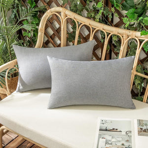 Set of 2 Solid Color Outdoor Waterproof Throw Pillow covers Square 18"x18" or Rectangle 12"x20"