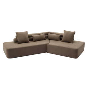 Minimalist Cloud Sectional Couch 4-Seater Brown