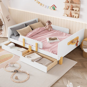 Full Size Platform Bed with Storage Drawers