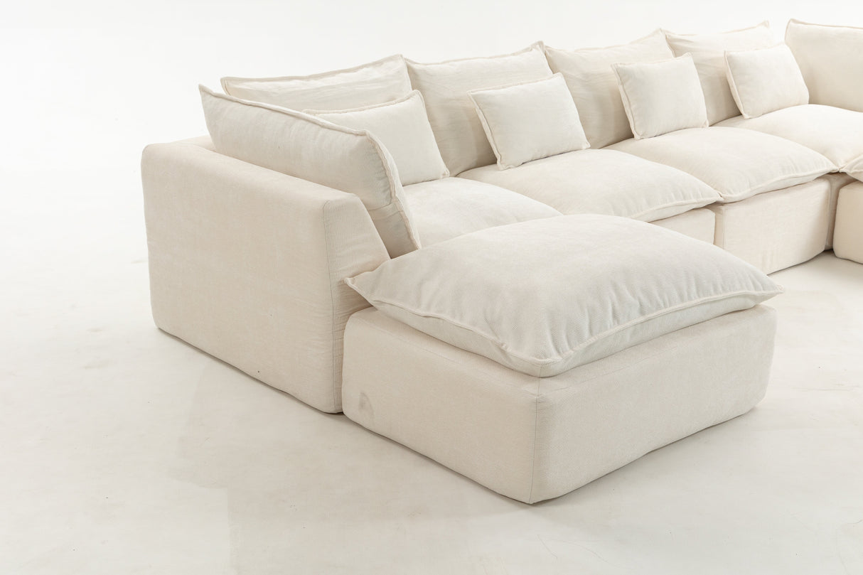 129.8" Width Cloud Couch Oversized Modular Sectional Sofa