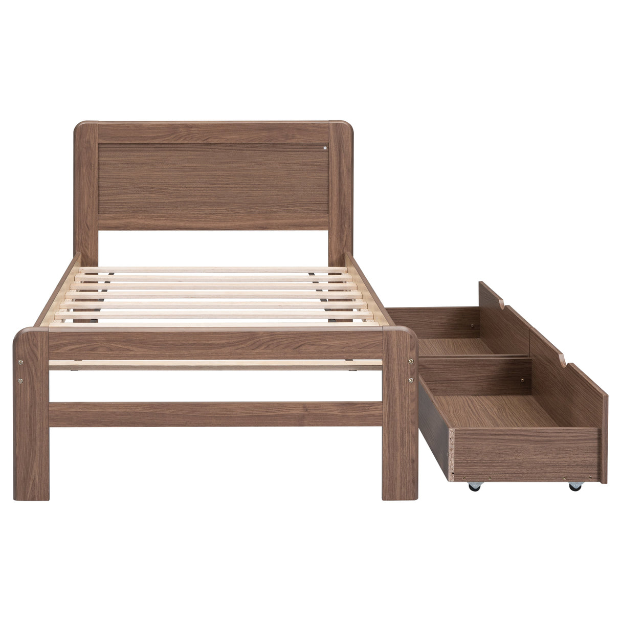 The Space-Saving Rubberwood Twin Bed With Integrated Storage