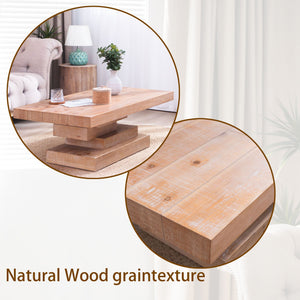 Modern Rustic Coffee Table – Rectangular Wood Center Table for Living Room