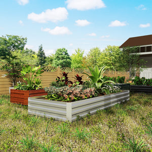 Outsunny 95" x 36" Galvanized Raised Garden Bed