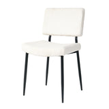 Modern Beige Fabric Upholstered Dining Chair with Black Metal Legs - Set of 4