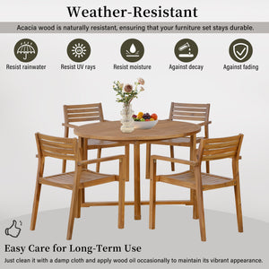 U_STYLE 5-Piece Outdoor Dining Set with Acacia Wood Chairs