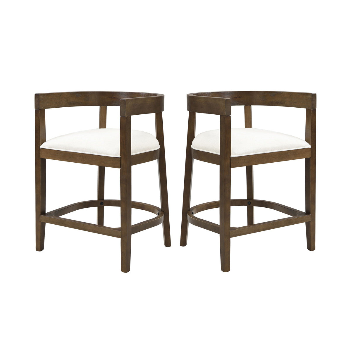 Modern Rubberwood Counter Stool Set With Upholstered Seats