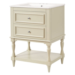 Bathroom Vanity With Sink, 2 Drawers Storage Cabinet, Open Shelf