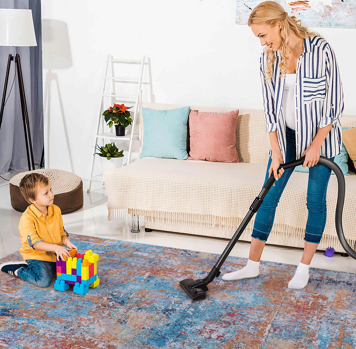 Maval - Abstract Washable Area Rug