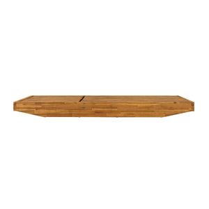 Acacia Wood Chaise Lounge with Teak Finish and Water-Repellent Cushion