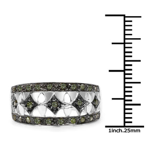 0.32 Carat Genuine Green Diamond .925 Sterling Silver Ring