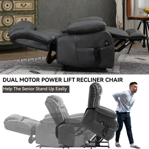 Dual Motor Electric Recliner Chair with Massage and Heat - Leatheraire