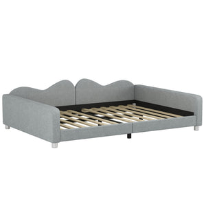 Upholstered Daybed, Sherpa Fabric Sofabed With Cloud-Shaped Backrest
