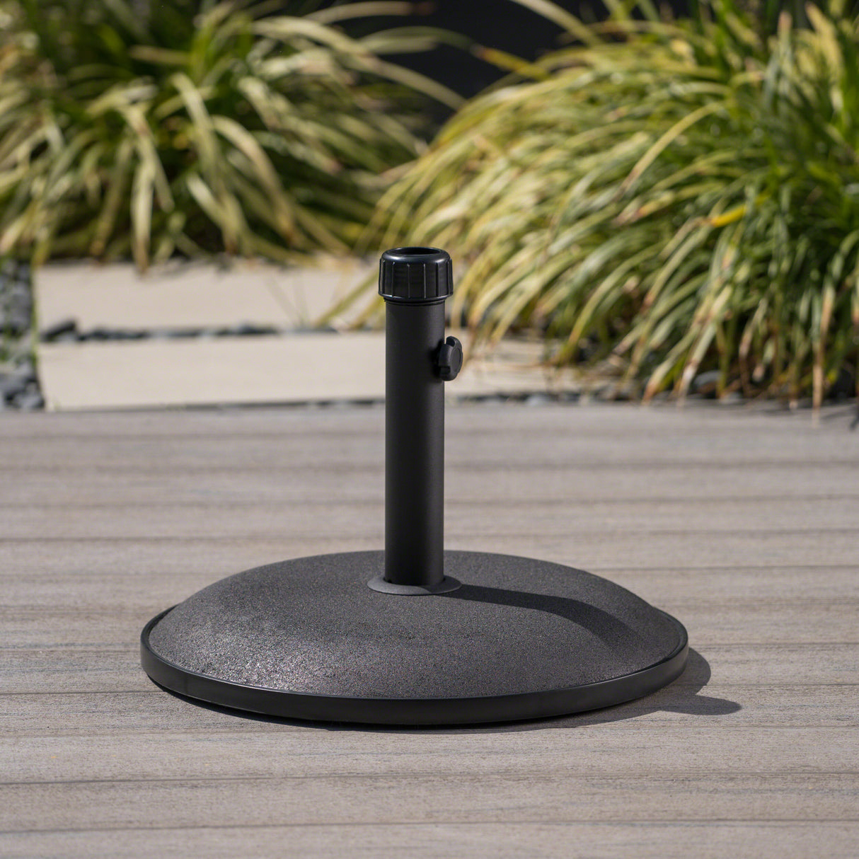 Compact Black Concrete Umbrella Base