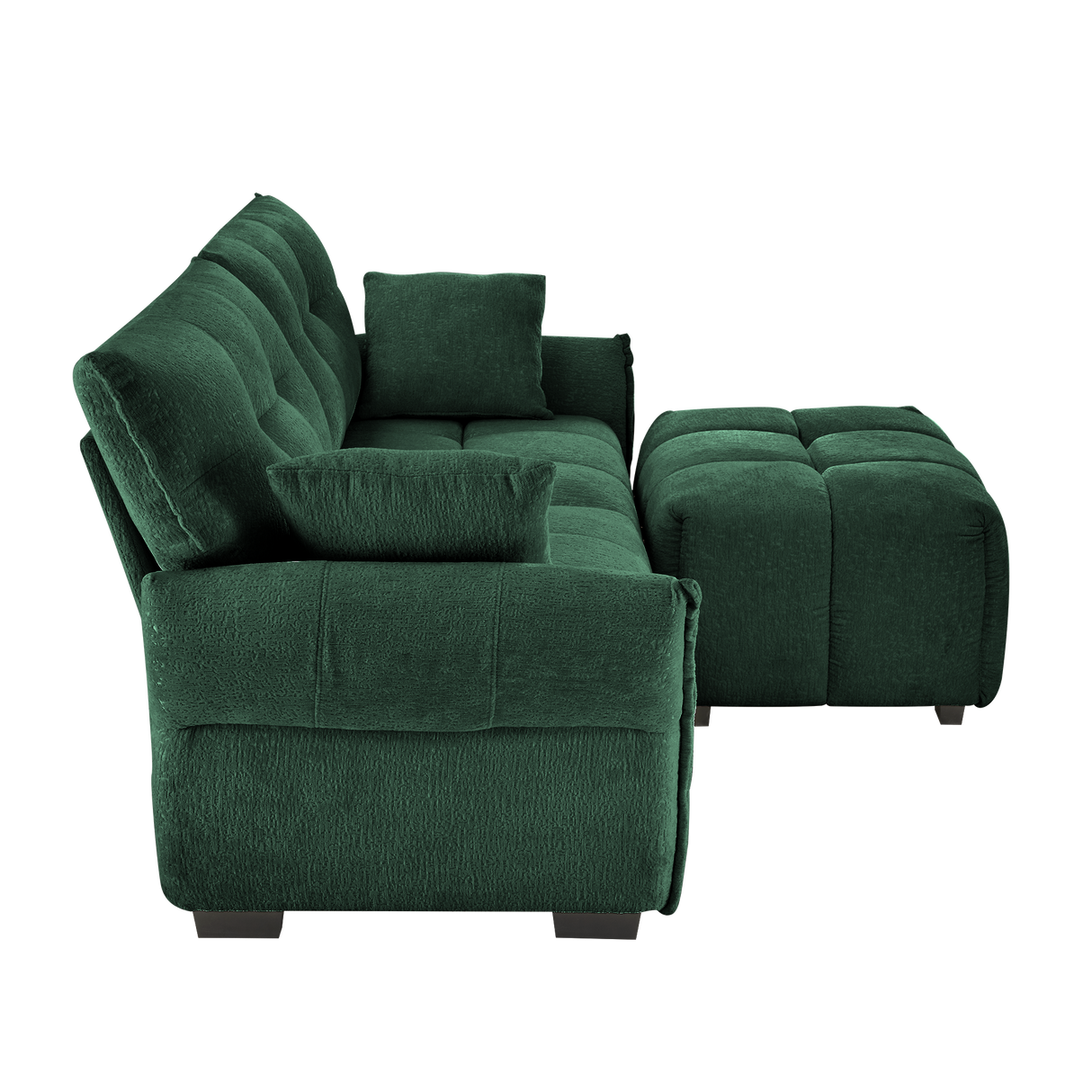Modern Chenille Fabric 2-Seater Sofa With Ottoman