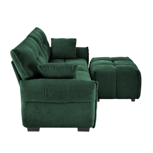 Modern Chenille Fabric 2-Seater Sofa With Ottoman