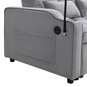 Modern Loveseat With Pullout Bed, Adjustable Reclining Backrest