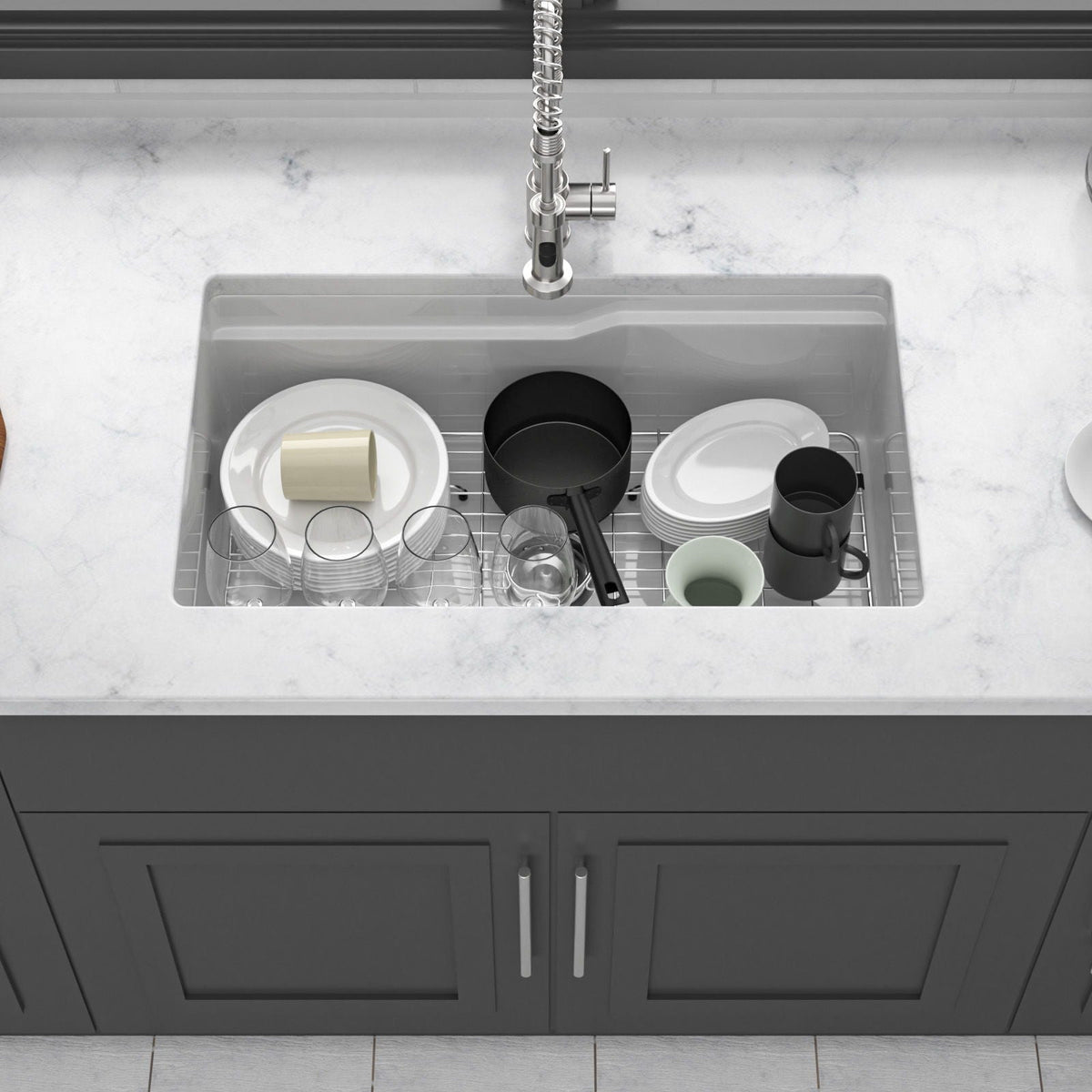 Undermount Workstation Single Bowl Porcelain Ceramic Kitchen Sink