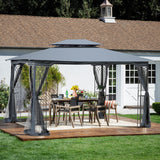13x10 Outdoor Patio Gazebo Canopy Tent with Ventilated Double Roof and Mosquito Net