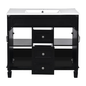 Bathroom Vanity With Top Sink, Mirror Cabinet, 2 Soft Closing Doors & 2 Drawers