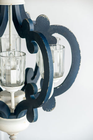 Wood Chandelier 6 Light Farmhouse Pendant Lighting Cream