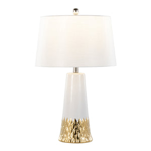 Penelope 22' Contemporary Ceramic Table Lamp with White & Gold Ceramic Body and White Shade