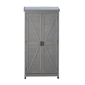 Outdoor Storage Shed With Vertical Tool Cabinet For Backyard