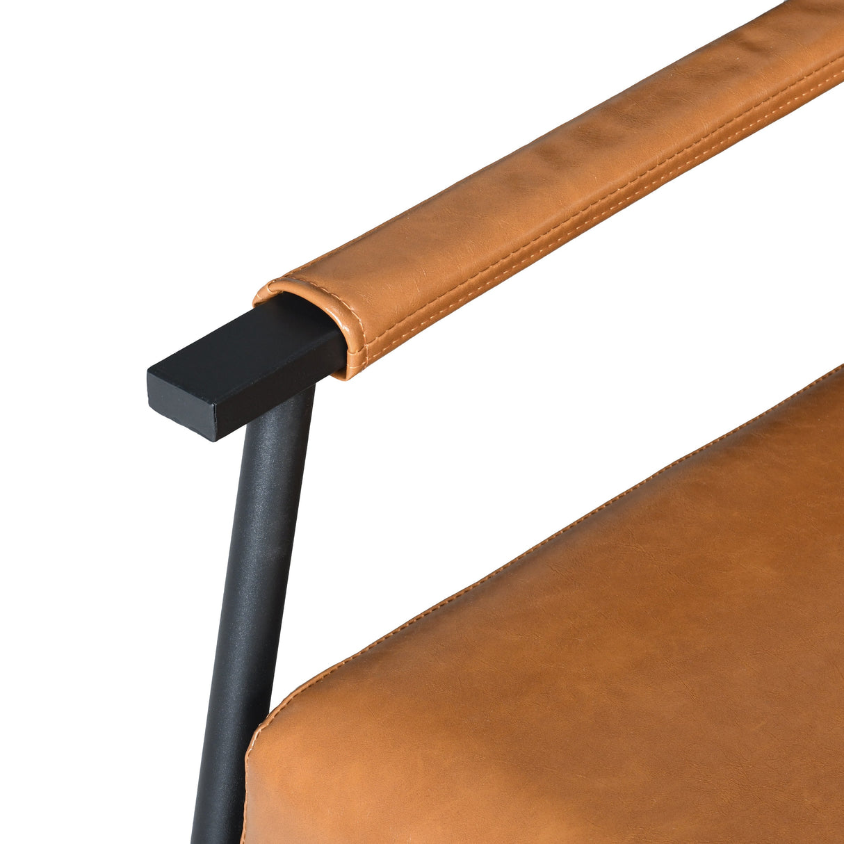 Mid-Century Modern Accent Chair with Brown Faux Leather Upholstery