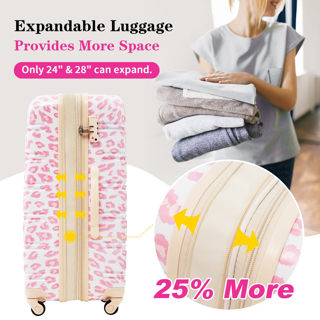 Hardshell Luggage Sets 3 pcs Spinner Suitcase with TSA Lock Lightweight Luggages