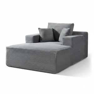Convertible Chaise Lounge Chair With Wide Armrest & Throw Pillows