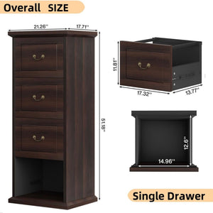 4 Drawer Vertical File Cabinet For A4 / Letter Files - Walnut