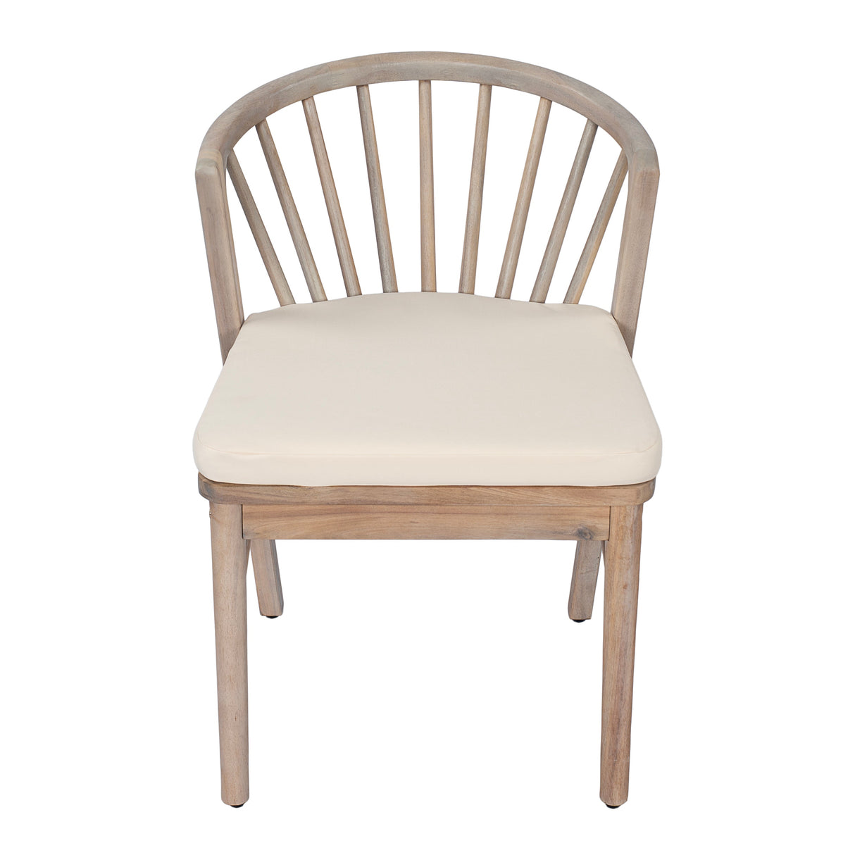 Outdoor Dining Chairs Set of 2 with Acacia Wood and Cream Washable Cushions