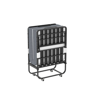 Twin Folding Bed With Memory Foam Mattress, On Wheels, Portable Bed For Adults & Guests - Black