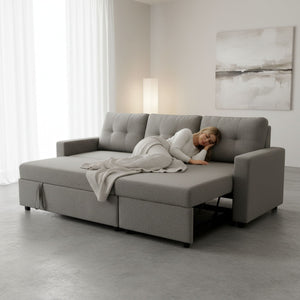 Convertible L Shaped Sectional Sleeper Sofa Bed, Saving Pull Out Couch