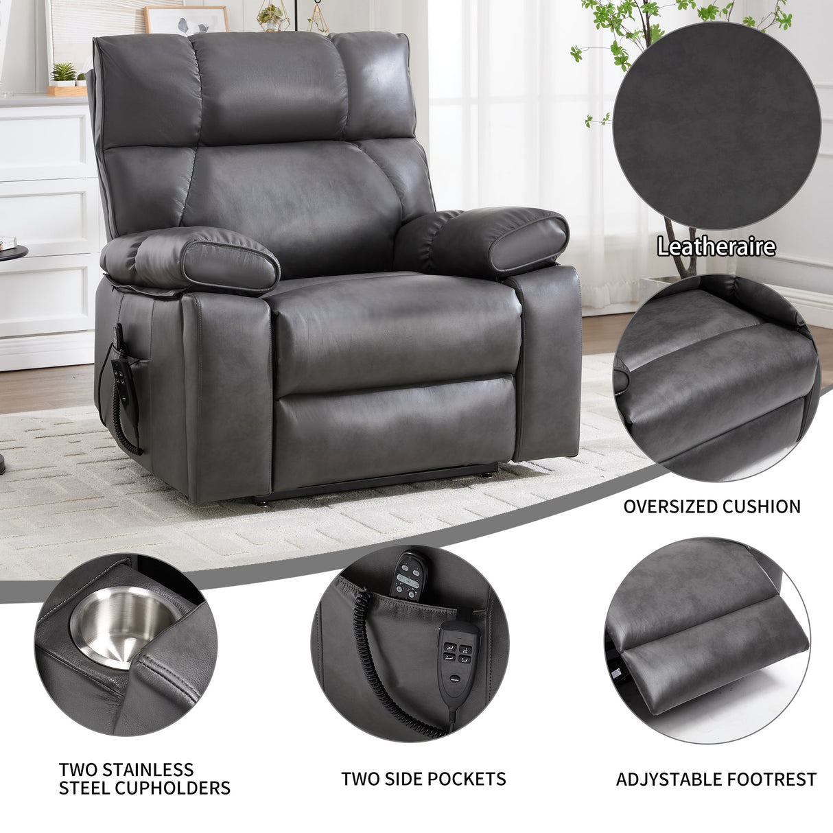 ComfortMax Dark Oversized Lift Recliner Chair