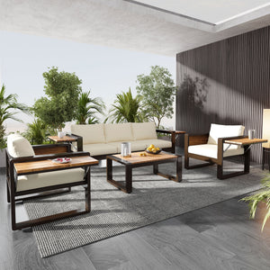Aluminum Frame Large 4-Piece Outdoor Patio Furniture Set for 5 Person