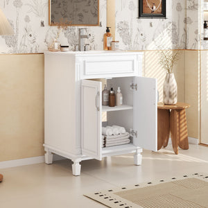 Bathroom Vanity With Top Sink, Cabinet With 2 Soft Closing Doors