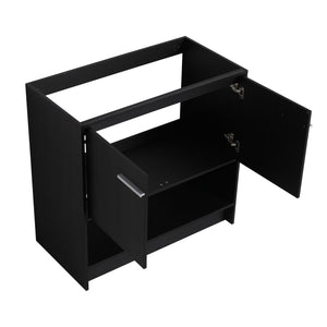 Modern Bathroom Vanity With Ceramic Sink, Freestanding Cabinet, Soft Closing Doors