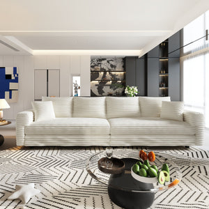 4 Seat Sofa With Soft Pillows And Movable Ottoman
