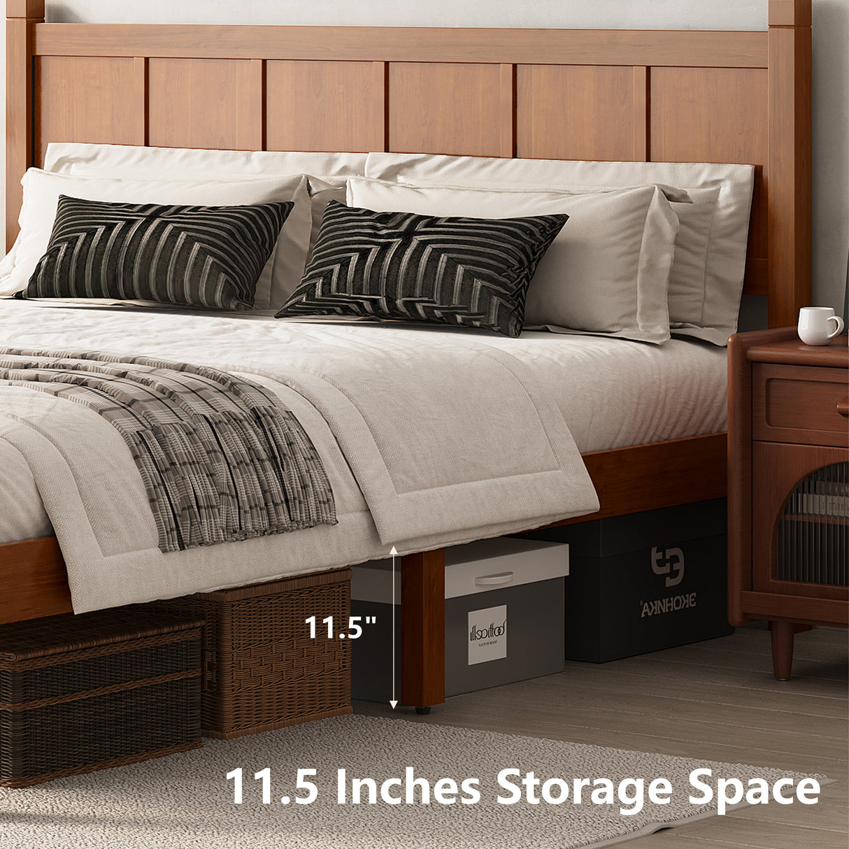 Queen Size Flat Panel Bed with Headboard & Footboard