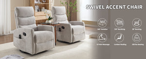 Heat Massage Manual Recliner Chair with Rocker and Swivel