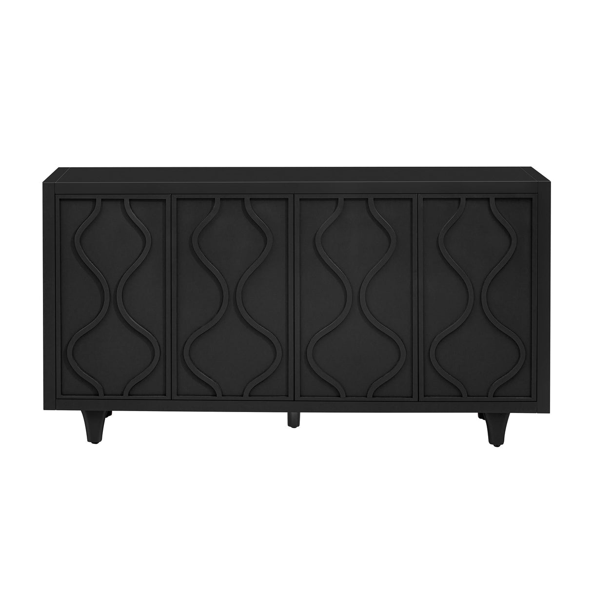 Storage Cabinet Sideboard Wooden Cabinet with Embossed Curved Doors
