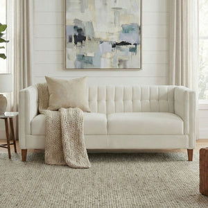 Modern 3 Seater Sofa, Upholstered Couch With Curved Armrests