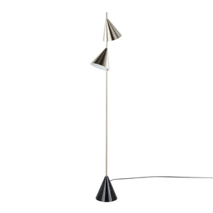 Cone 65' Contemporary Metal Floor Lamp in Plated Nickel with Black Faux Marble Base
