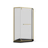 Goodyo - Neo-Angle Frameless Shower Door Corner Enclosure With Acrylic Shower Base Combo, Pivot Shower Door