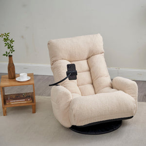 Adjustable Swivel Lounge Chair With 360 Degree Rotating Seat And Headrest Support