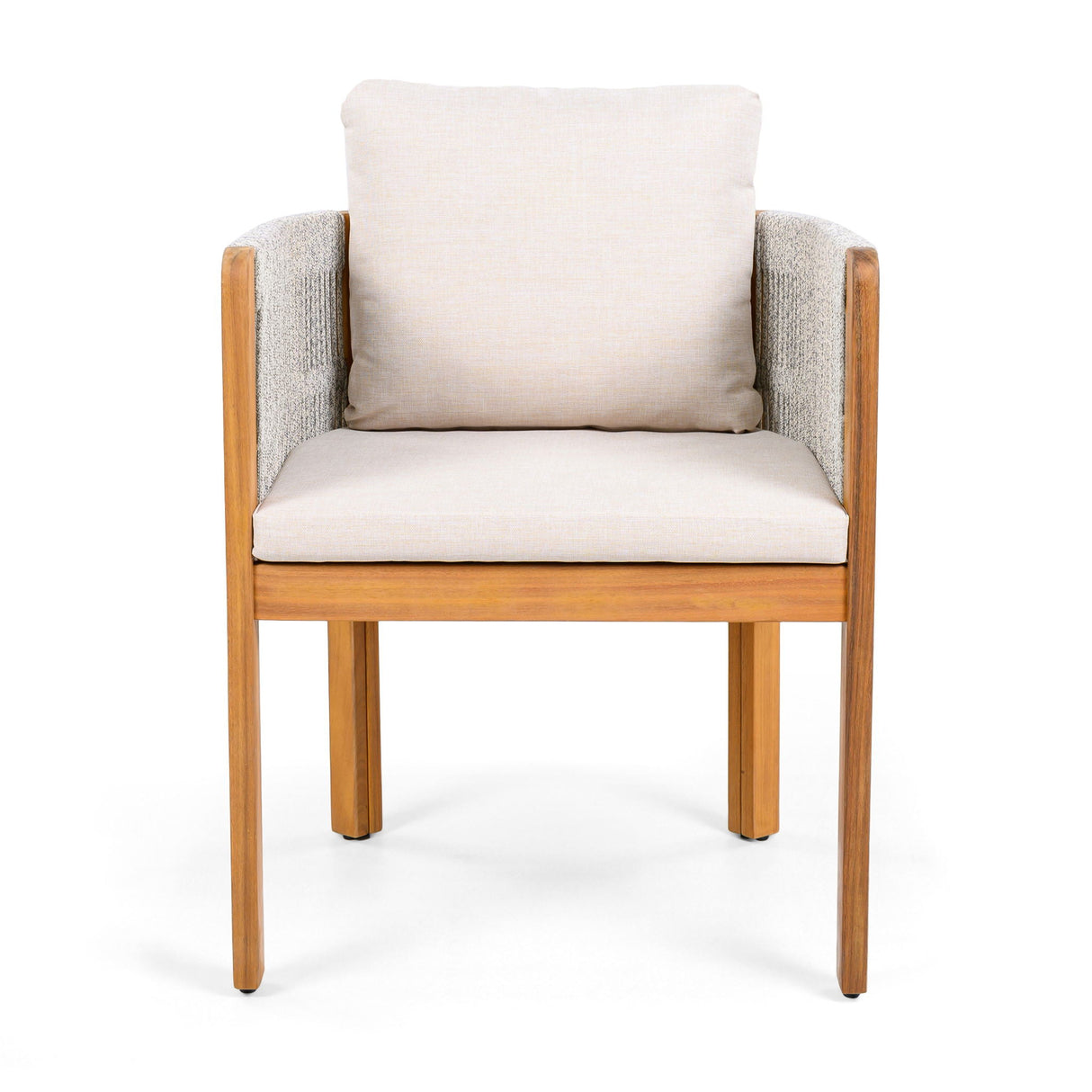 Outdoor Dining Chairs & Rope Handles (Set of 2) - Beige / Teak