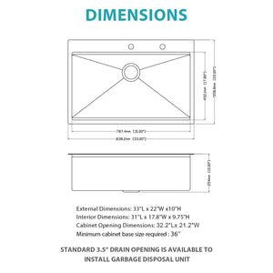 Stainless Steel Drop In Kitchen Sink with Workstation - Gray or Gold