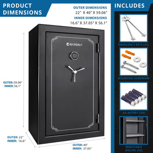 Tall Fireproof Protection Safe Vault with Solid Steel Construction - Black